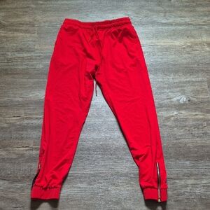 ZYIA Red Joggers with Tapered Zippered Ankles